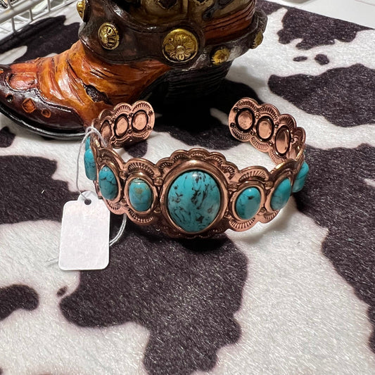 Fashion Copper and Fashion Turquoise Cuff Bracelet Cedar Hill Country Market