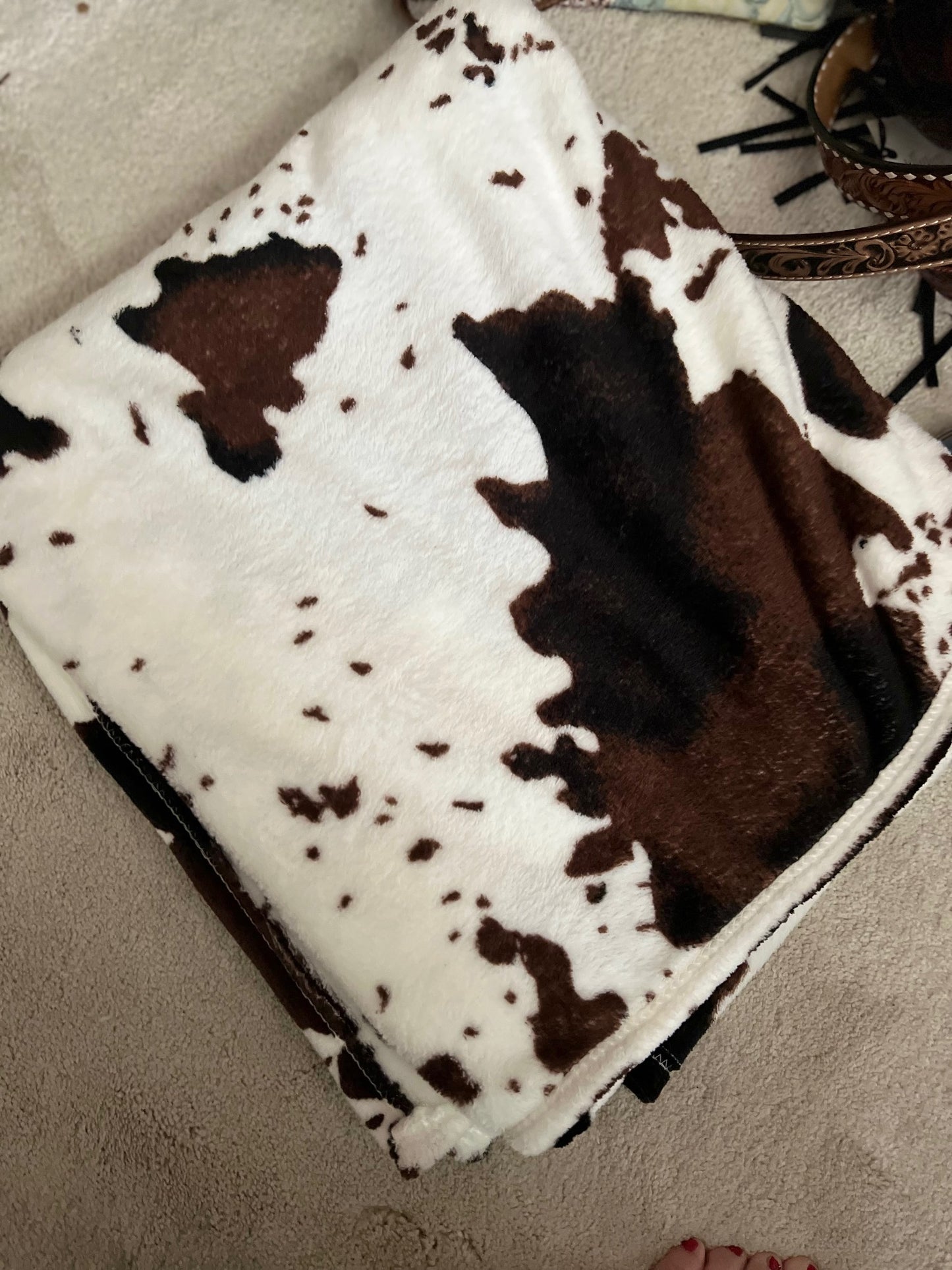 Brown Cow Print Blanket - Twin Size Cedar Hill Country Market