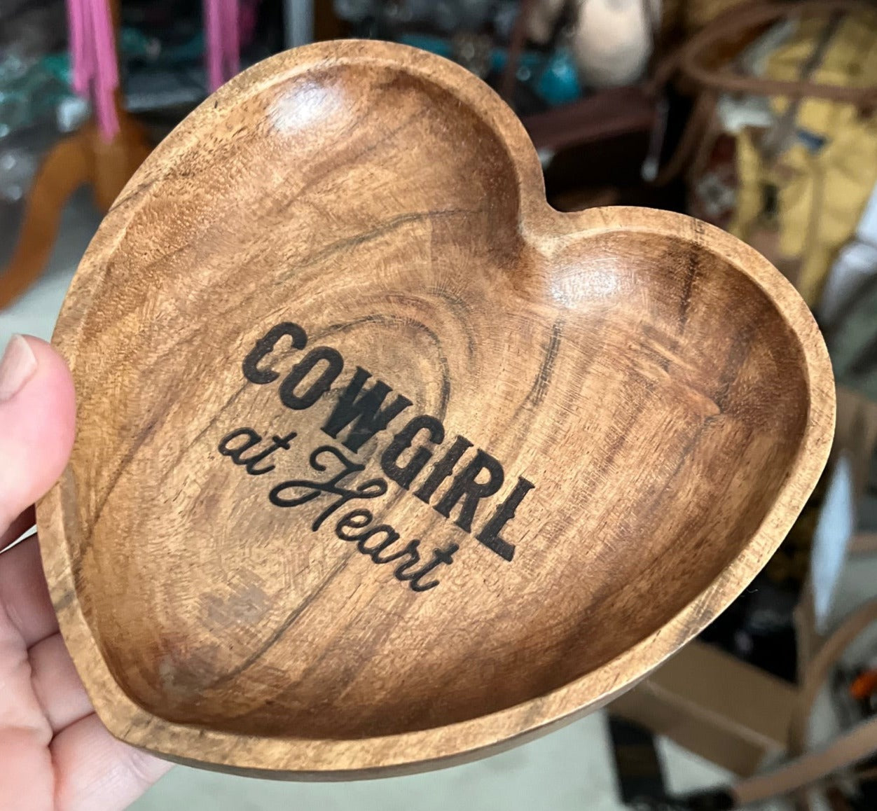 Cowgirl at Heart Wood Heart Tray 6 inch Cedar Hill Country Market