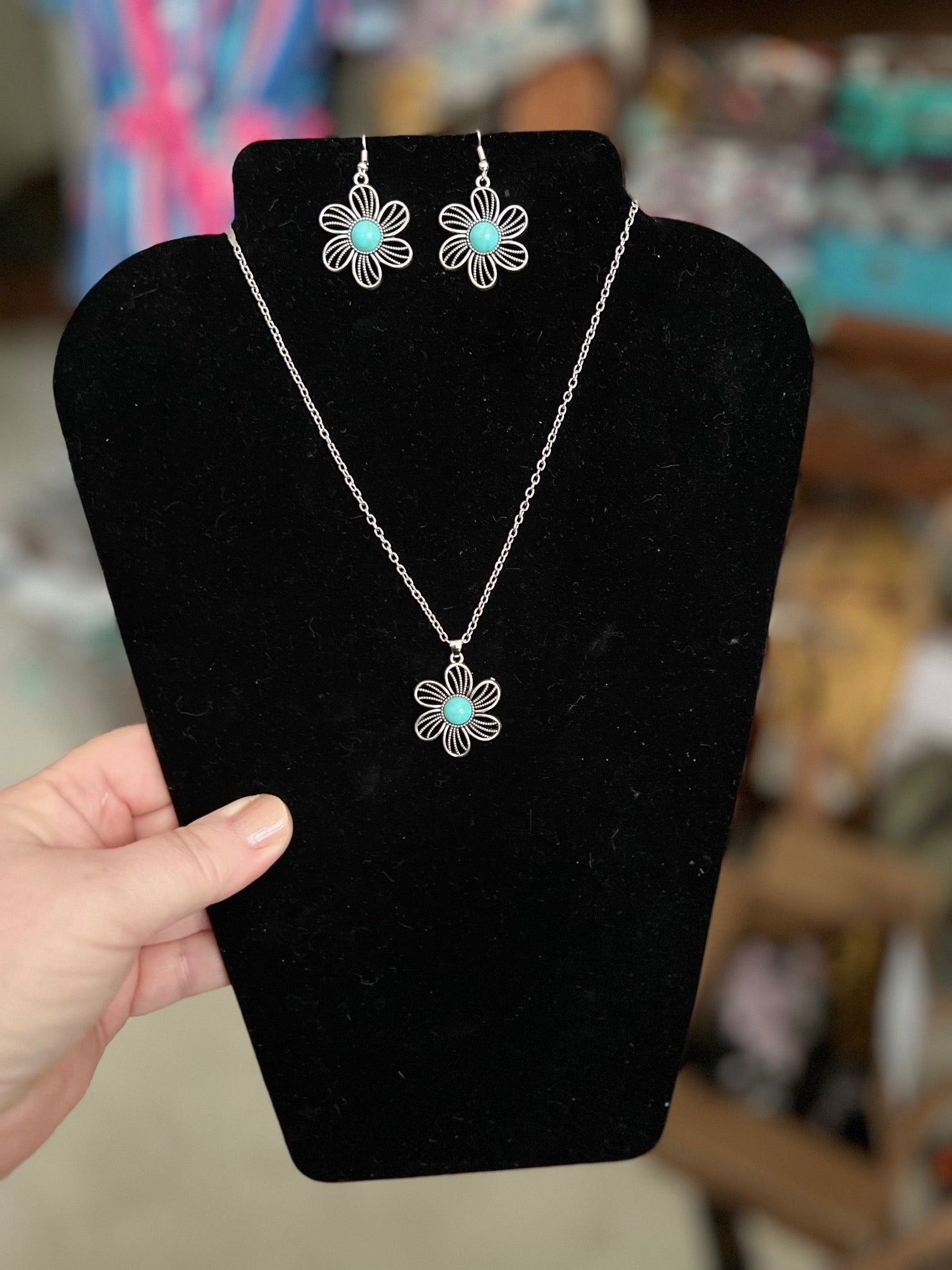 Sunflower and Turquoise Necklace and Earring Set CedarHill Country Market