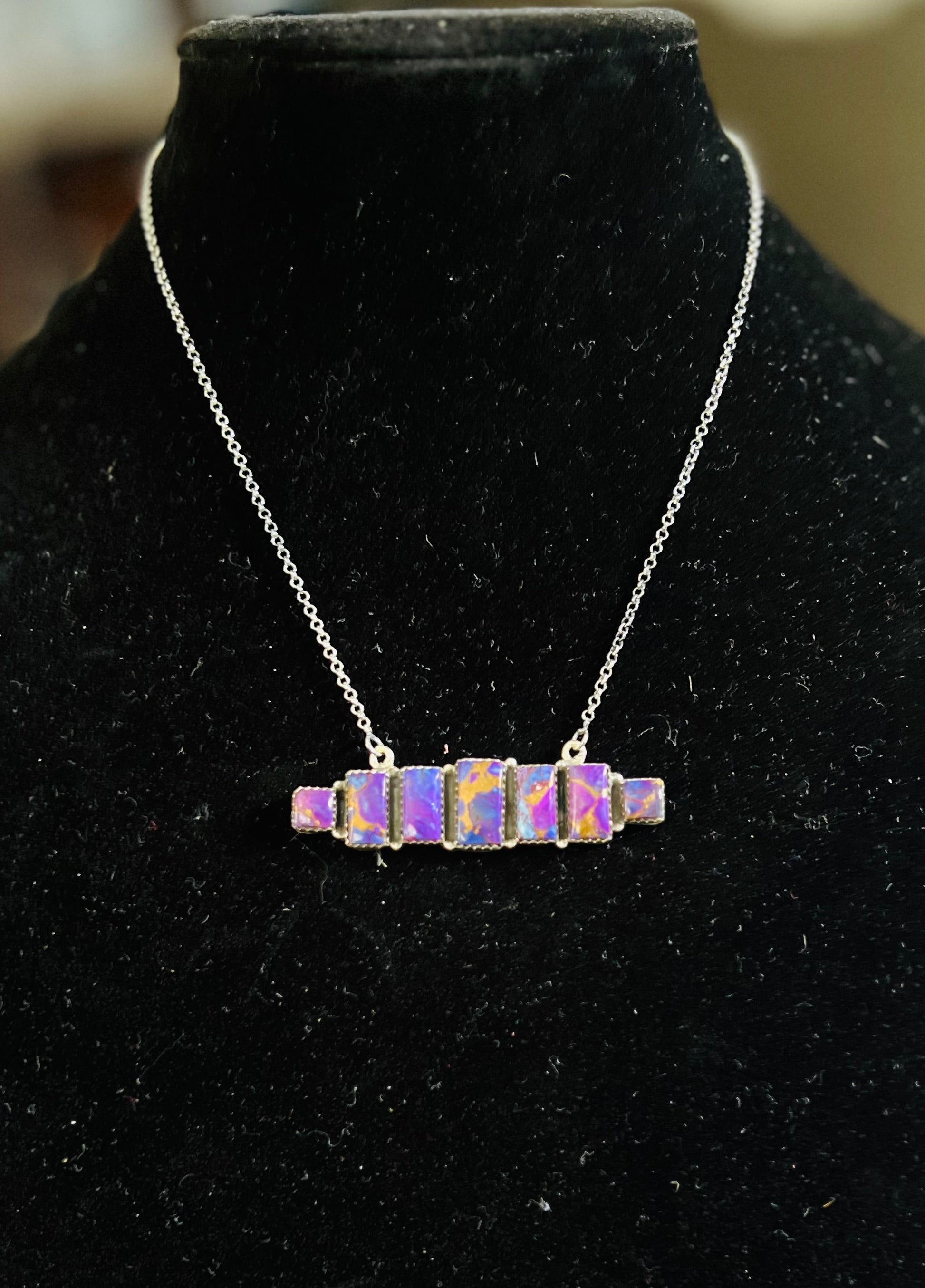Purple Mojave Sterling Silver Bar Necklace Cedar Hill Country Market