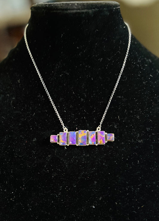 Purple Mojave Sterling Silver Bar Necklace Cedar Hill Country Market