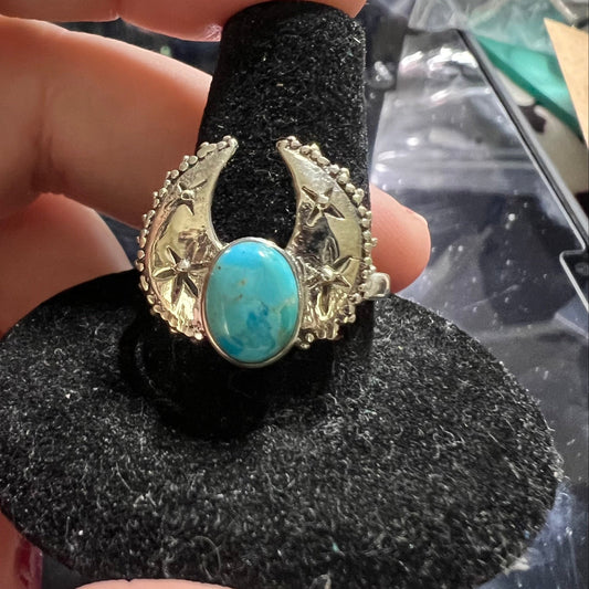 Handcrafted Native American Horn Turquoise Ring Size 10 Cedar Hill Country Market