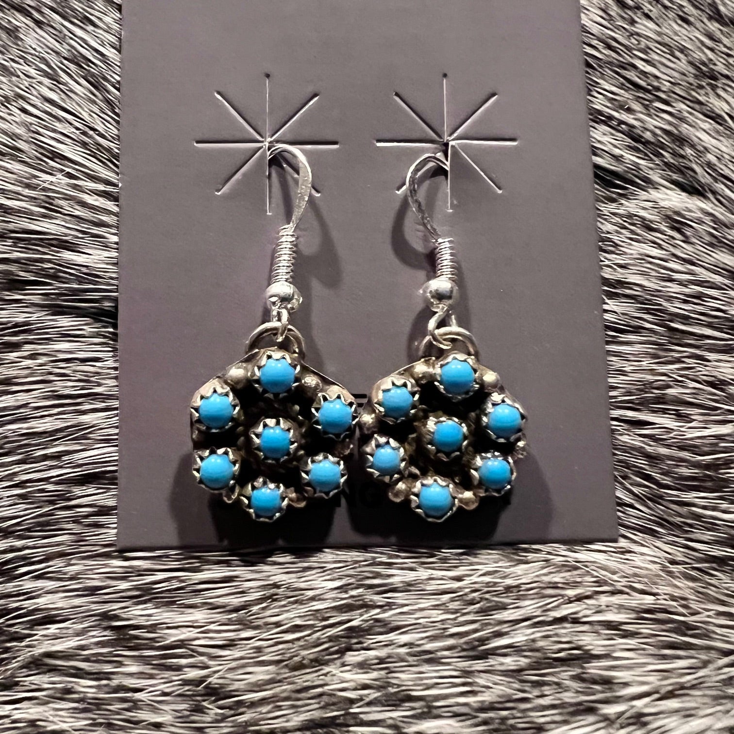 Genuine Turquoise SS Cluster Earrings Cedar Hill Country Market