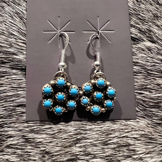 Genuine Turquoise SS Cluster Earrings Cedar Hill Country Market