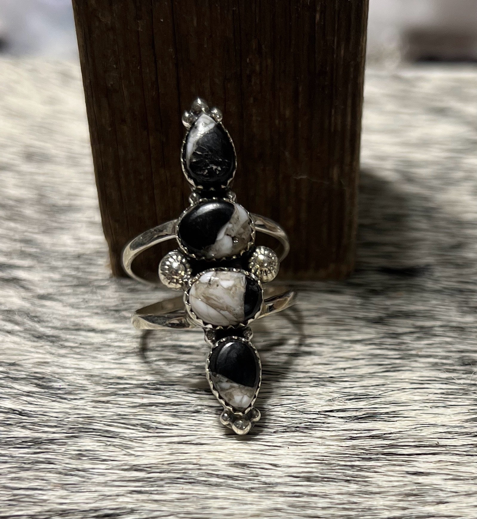 Genuine White Buffalo Ring and Earring SS Set Cedar Hill Country Market