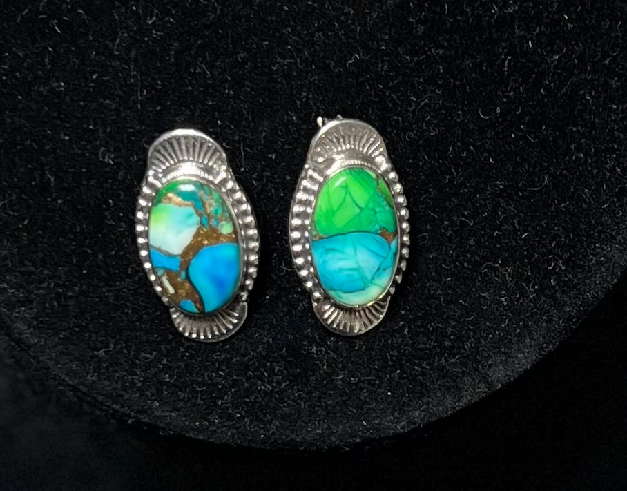 Genuine Peacock Turquoise Earrings Cedar Hill Country Market