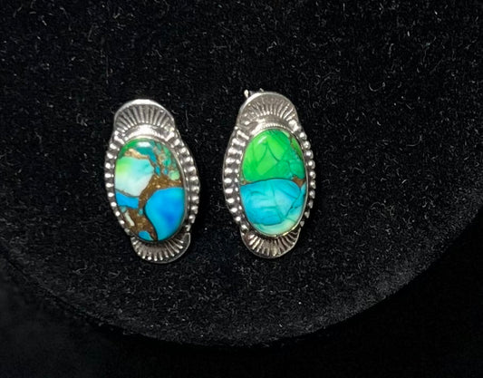 Genuine Peacock Turquoise Earrings Cedar Hill Country Market