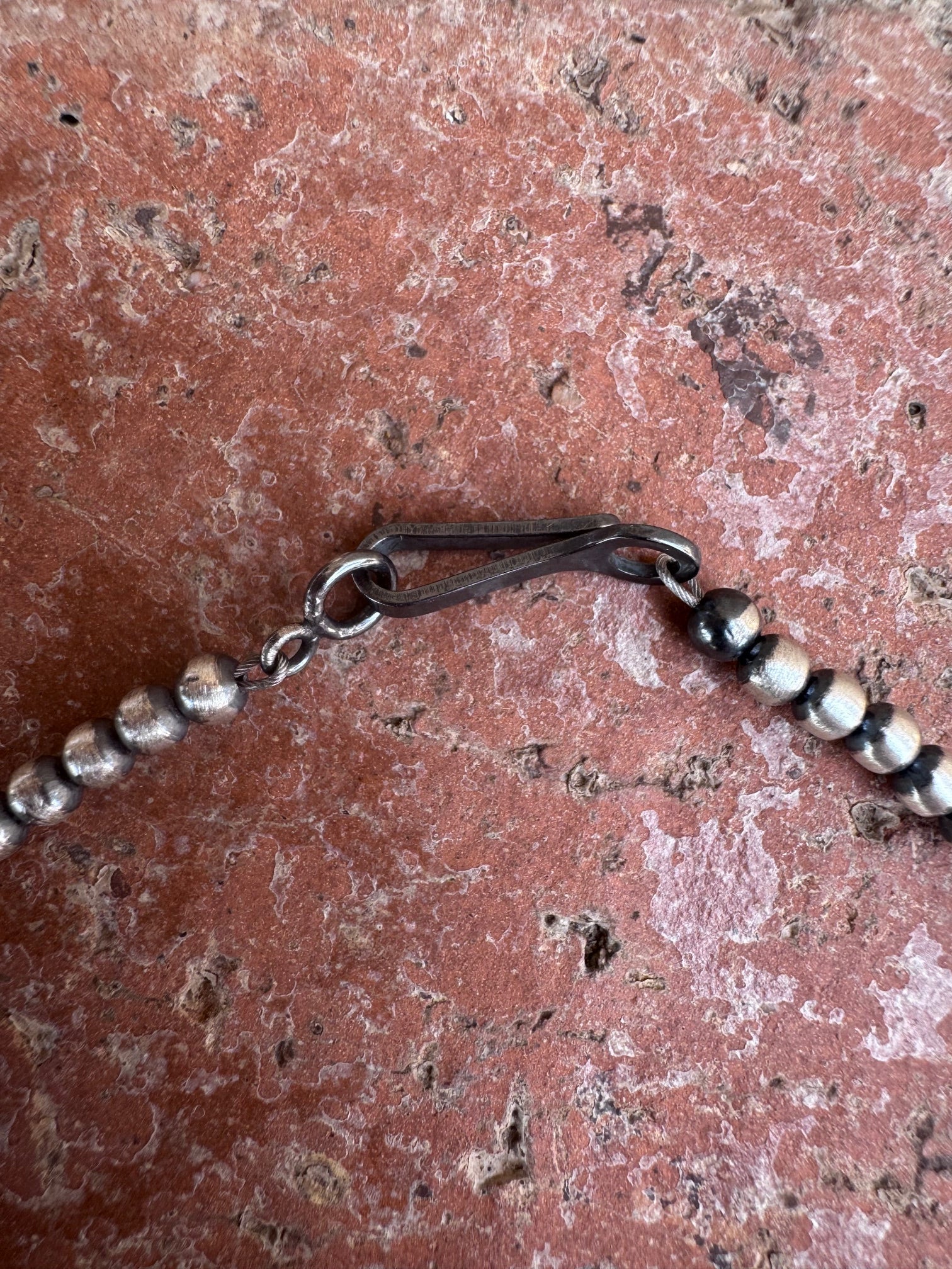 Handcrafted Sterling Silver & Turquoise Pearl 3-8mm Beaded Bow Tie Necklace 18" Nizhoni Traders LLC