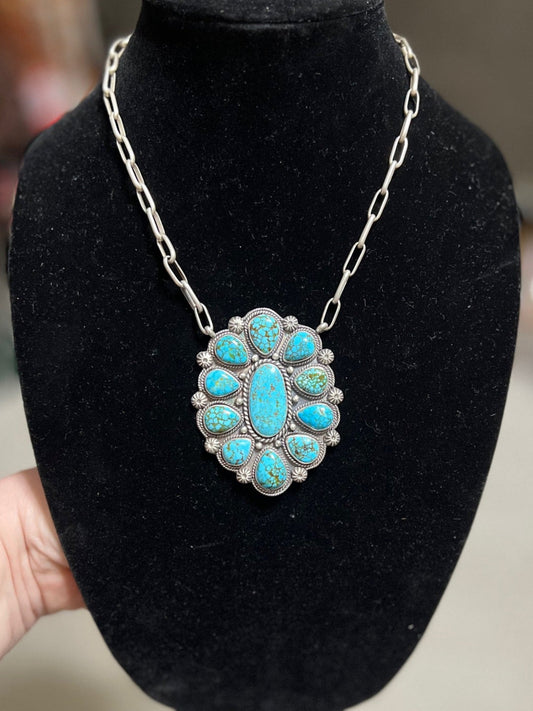 Genuine Native Handmade Spider Web Concho 4 inch Pendant SS Necklace Cedar Hill Country Market