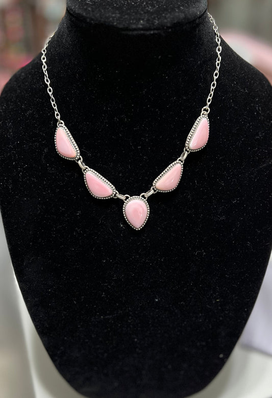 Genuine Pink Conch Southwestern Sterling Silver Necklace Cedar Hill Country Market