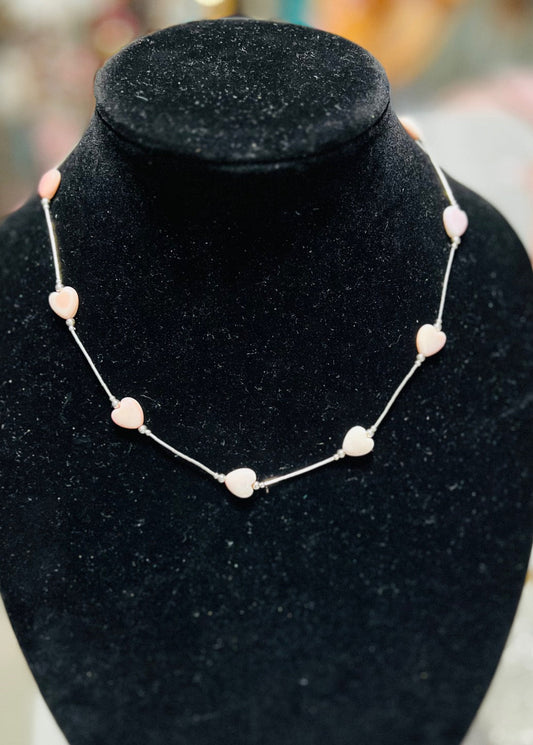 Genuine Pink Conch floating Heart Necklace Cedar Hill Country Market