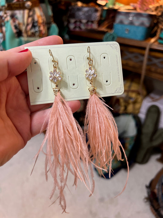 Baby Pink Sparkle Feather Earrings CedarHill Country Market