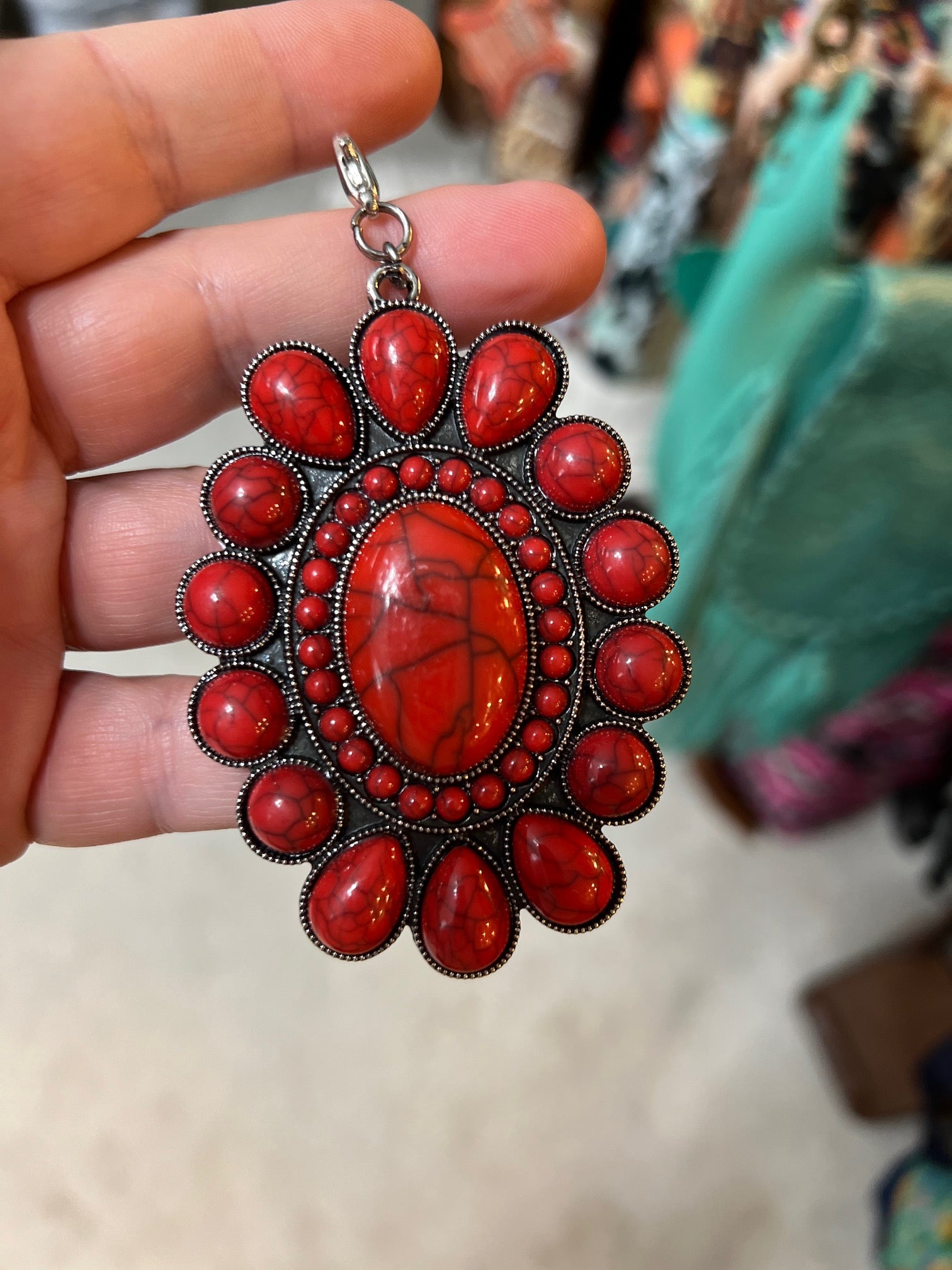 Red/ Faux Coral 4 inch Pendant Cedar Hill Country Market