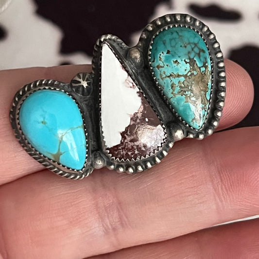 The Roaming Buffalo Genuine Turquoise Multi Stone Size 9 Ring Cedar Hill Country Market