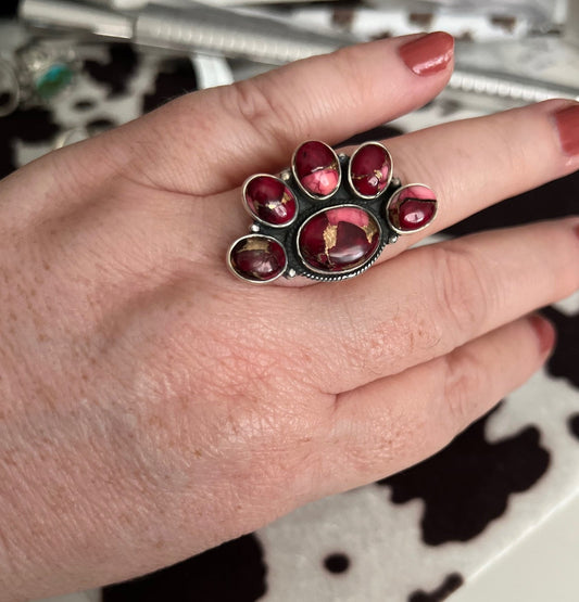 Genuine Rose Dahlia Half Cluster Ring Size 9 Cedar Hill Country Market