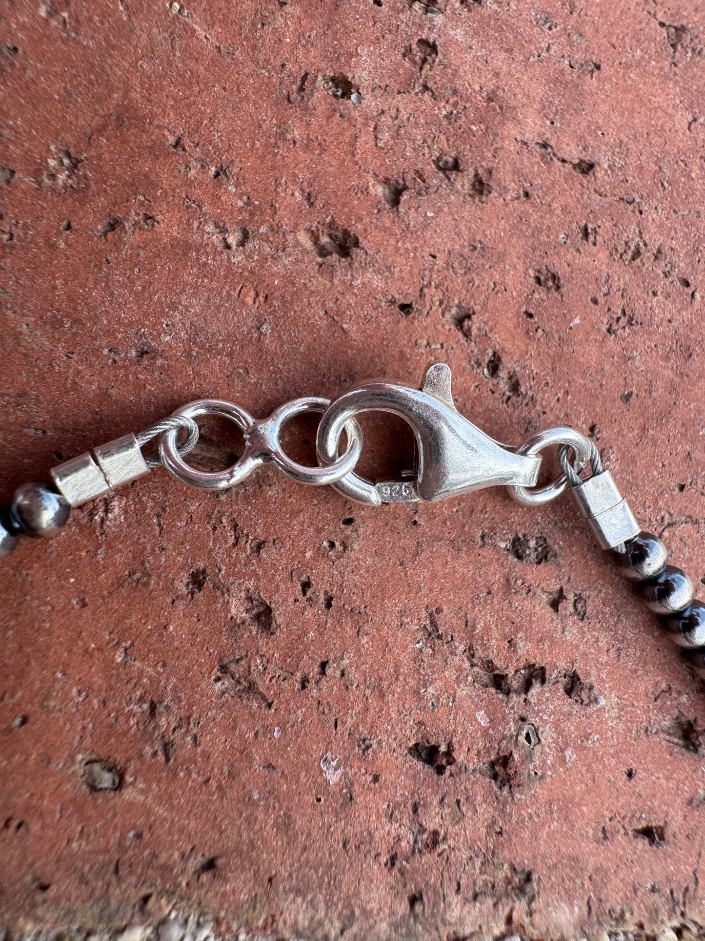 Handcrafted Mother of Pearl & Sterling Silver Pearl 3-8mm Beaded Necklace 18" Nizhoni Traders LLC