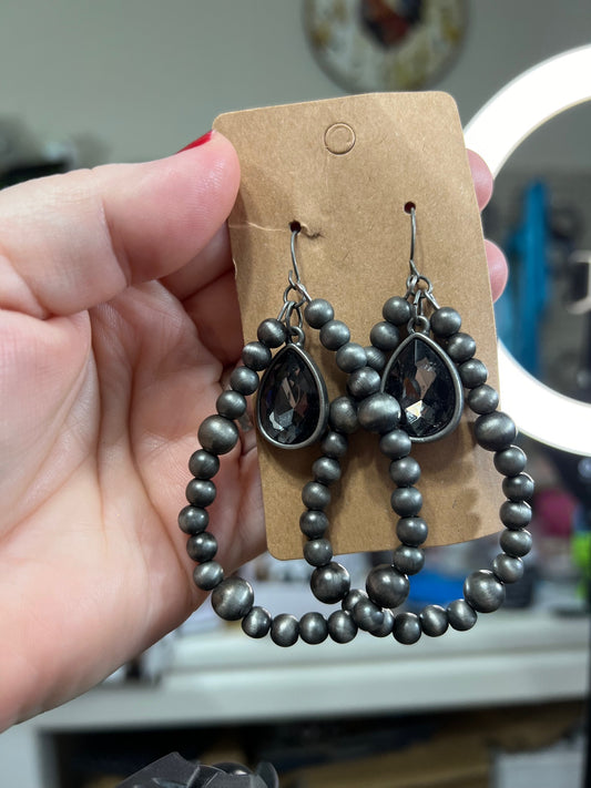 Navajo Faux Pearl Teardrop Hoop Earrings CedarHill Country Market