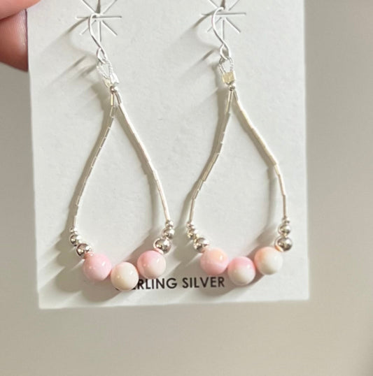 Soft Beaded Pink Conch Dangle Earrings Cedar Hill Country Market