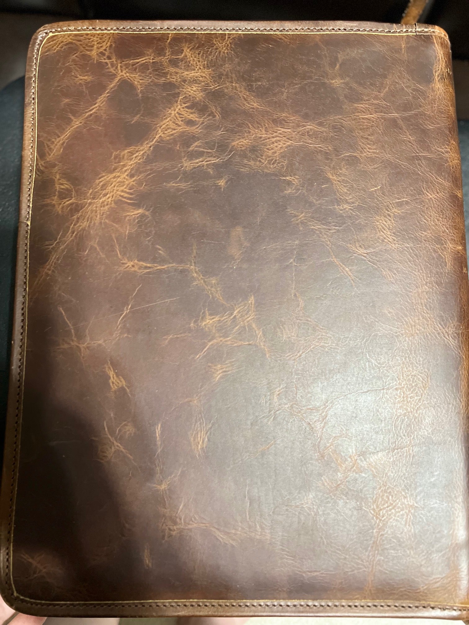 Leather Hand Tooled Western Portfolio with Zipper Close Cedar Hill Country Market