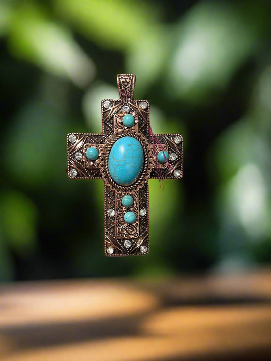 Copper and Faux Turquoise Pendant Cedar Hill Country Market