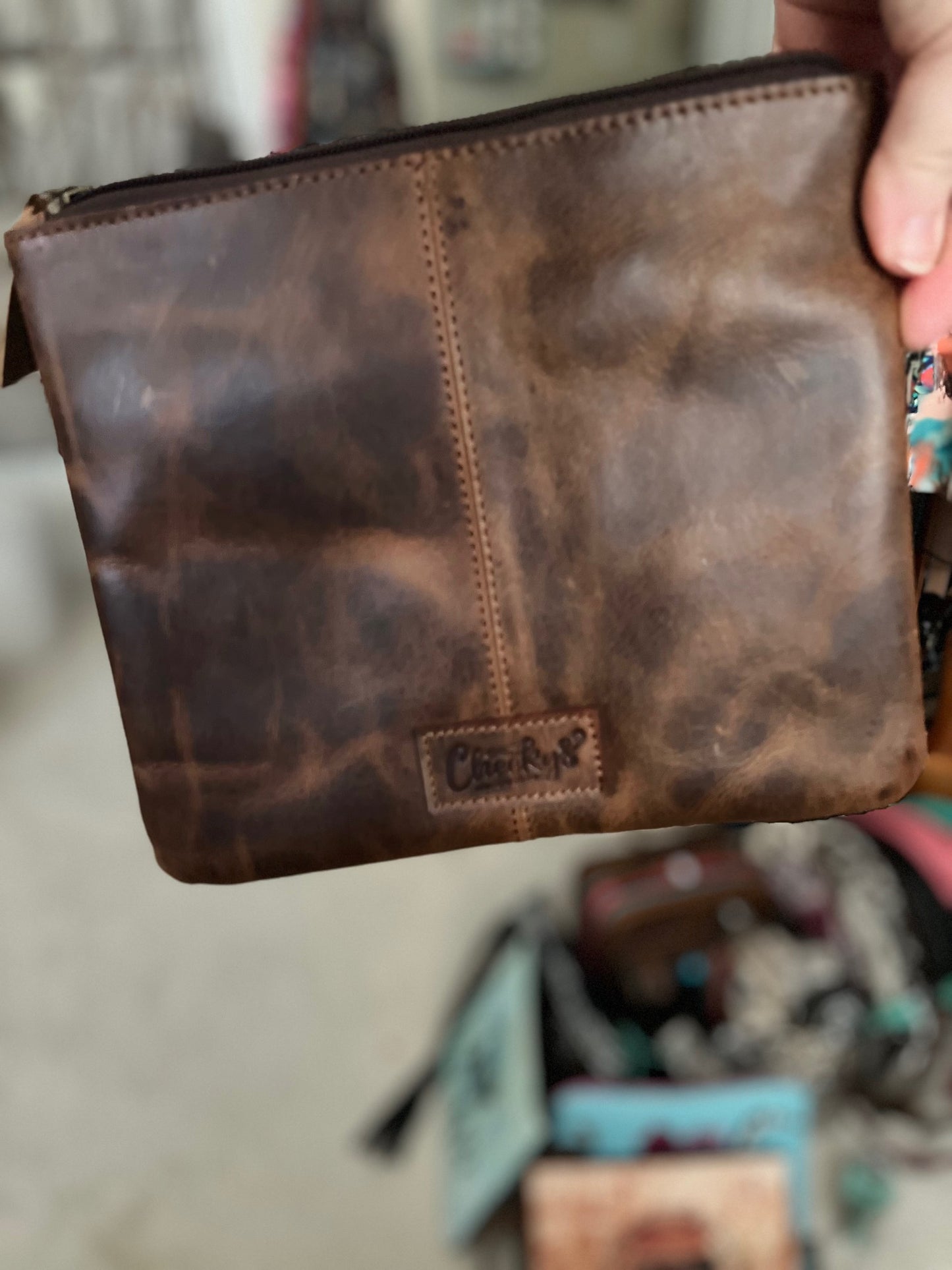 Western Themed Oversized Wristlets/Handbag with Braided Leather Tassel Handle CedarHill Country Market