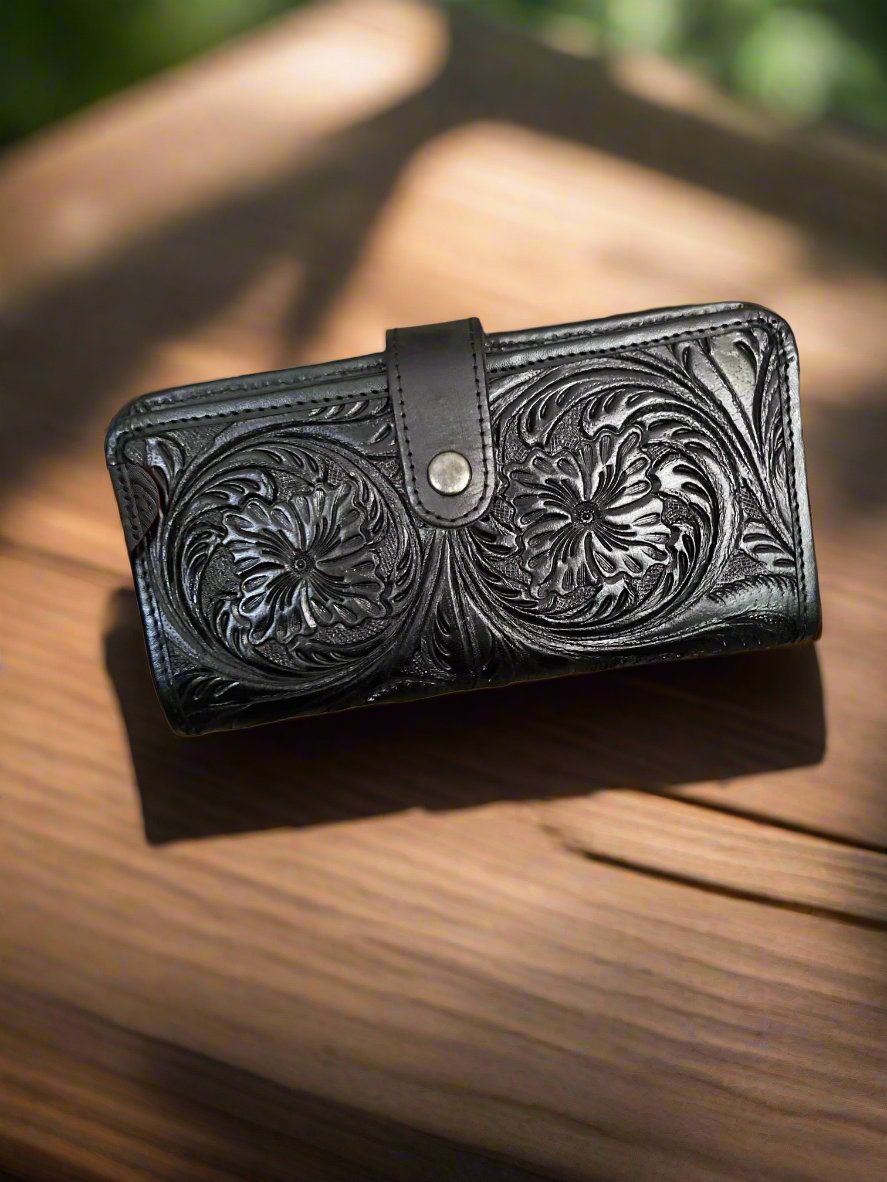 Western Genuine Hand Tooled Leather Wallet Cedar Hill Country Market