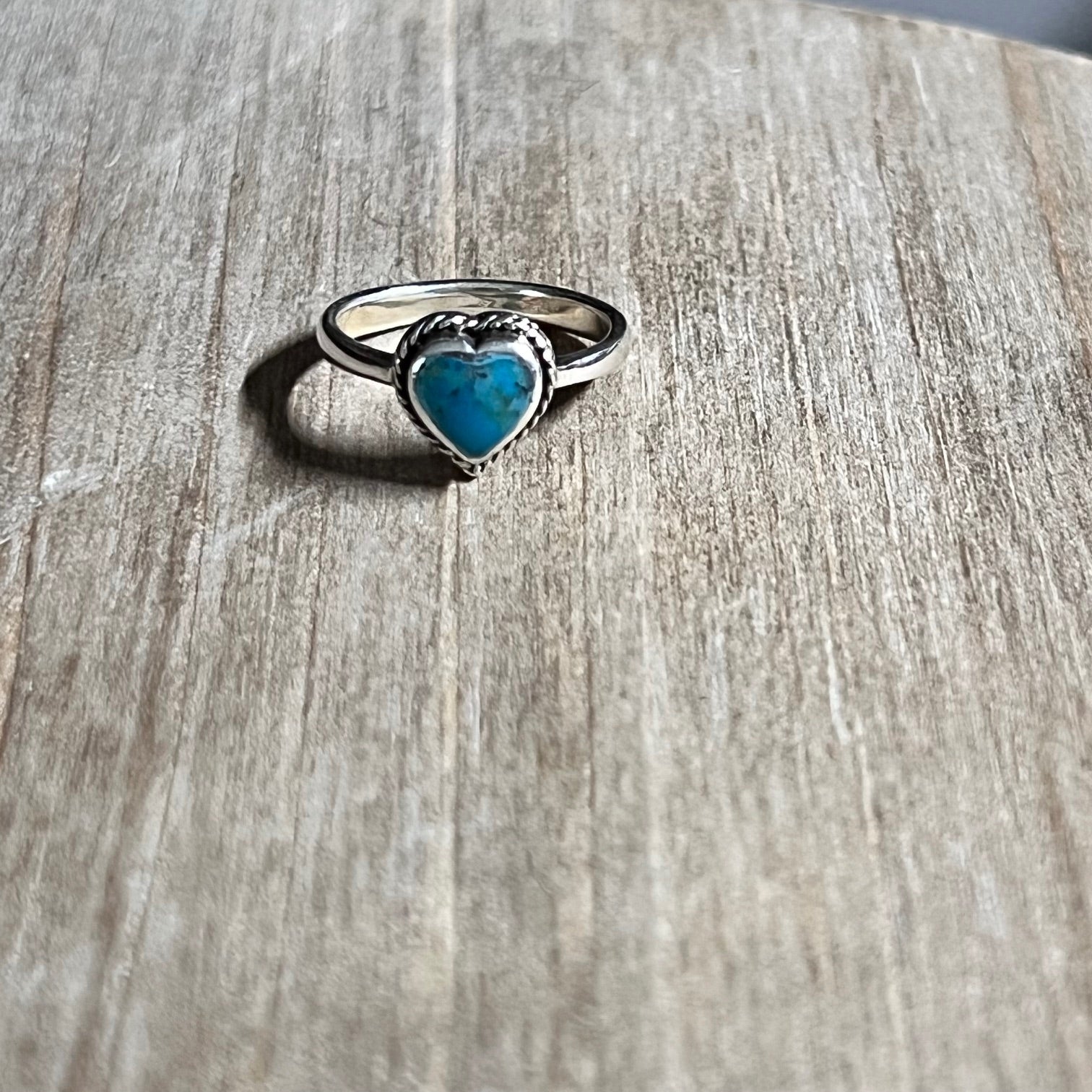 Genuine SS and Turquoise Heart Ring Size 5.5 Cedar Hill Country Market