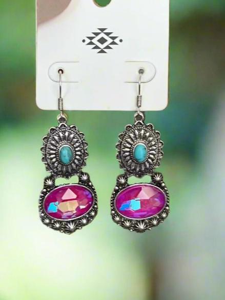 Concho Sparkle Gem Dangle on Hook Earrings CedarHill Country Market