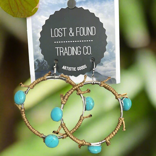 Leather and Turquoise Hoops Cedar Hill Country Market