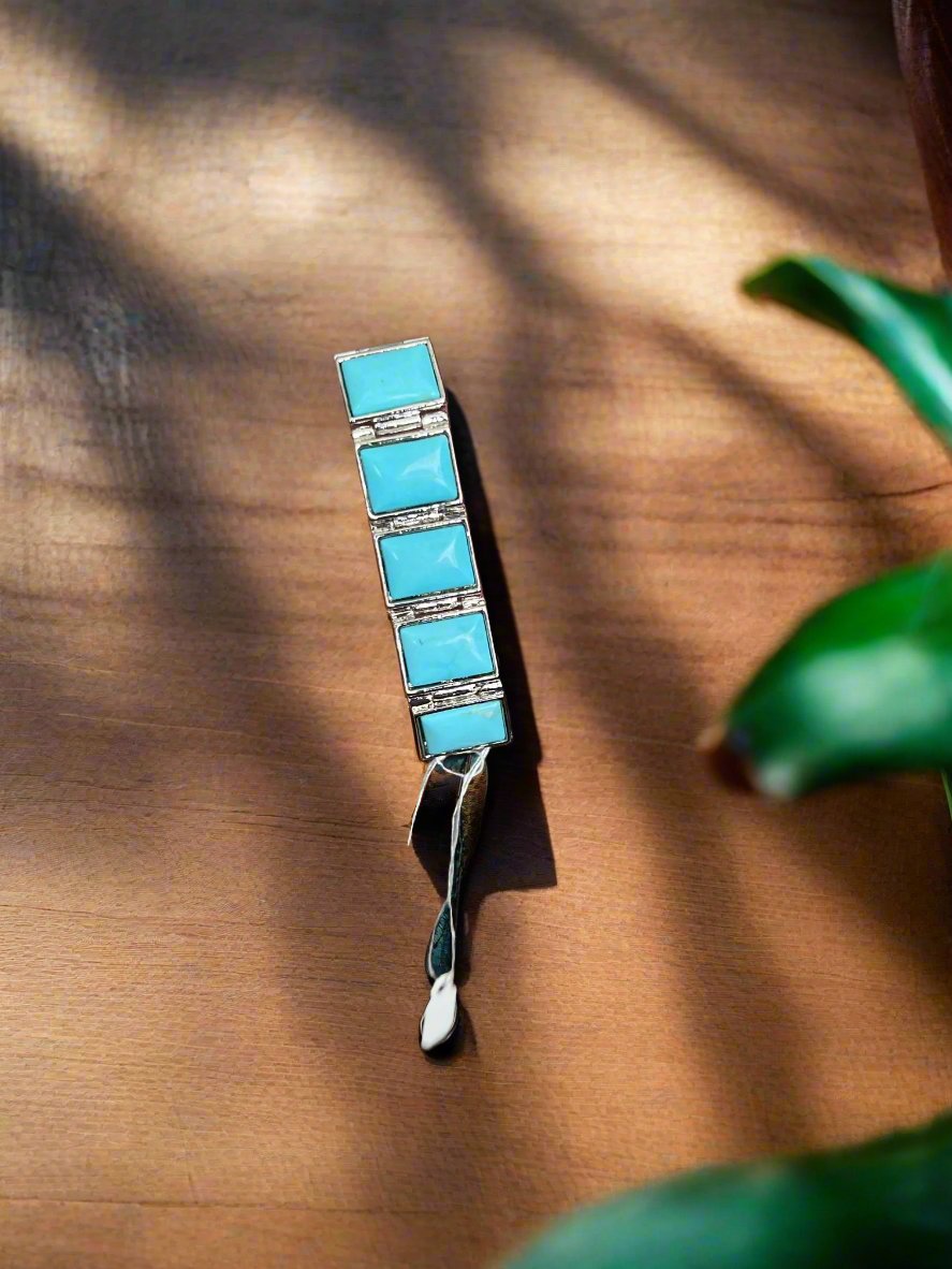 Faux Turquoise Square Fashion Bracelet with security clasp CedarHill Country Market