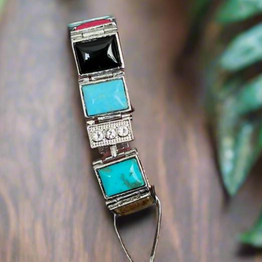 Faux Turquoise Square Fashion Bracelet with security clasp CedarHill Country Market