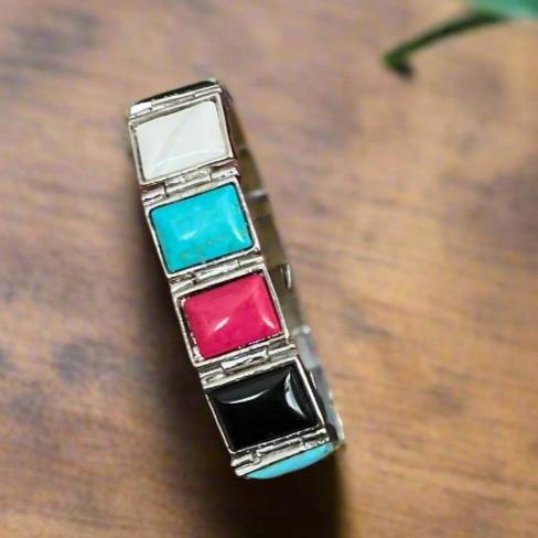 Faux Turquoise Square Fashion Bracelet with security clasp CedarHill Country Market