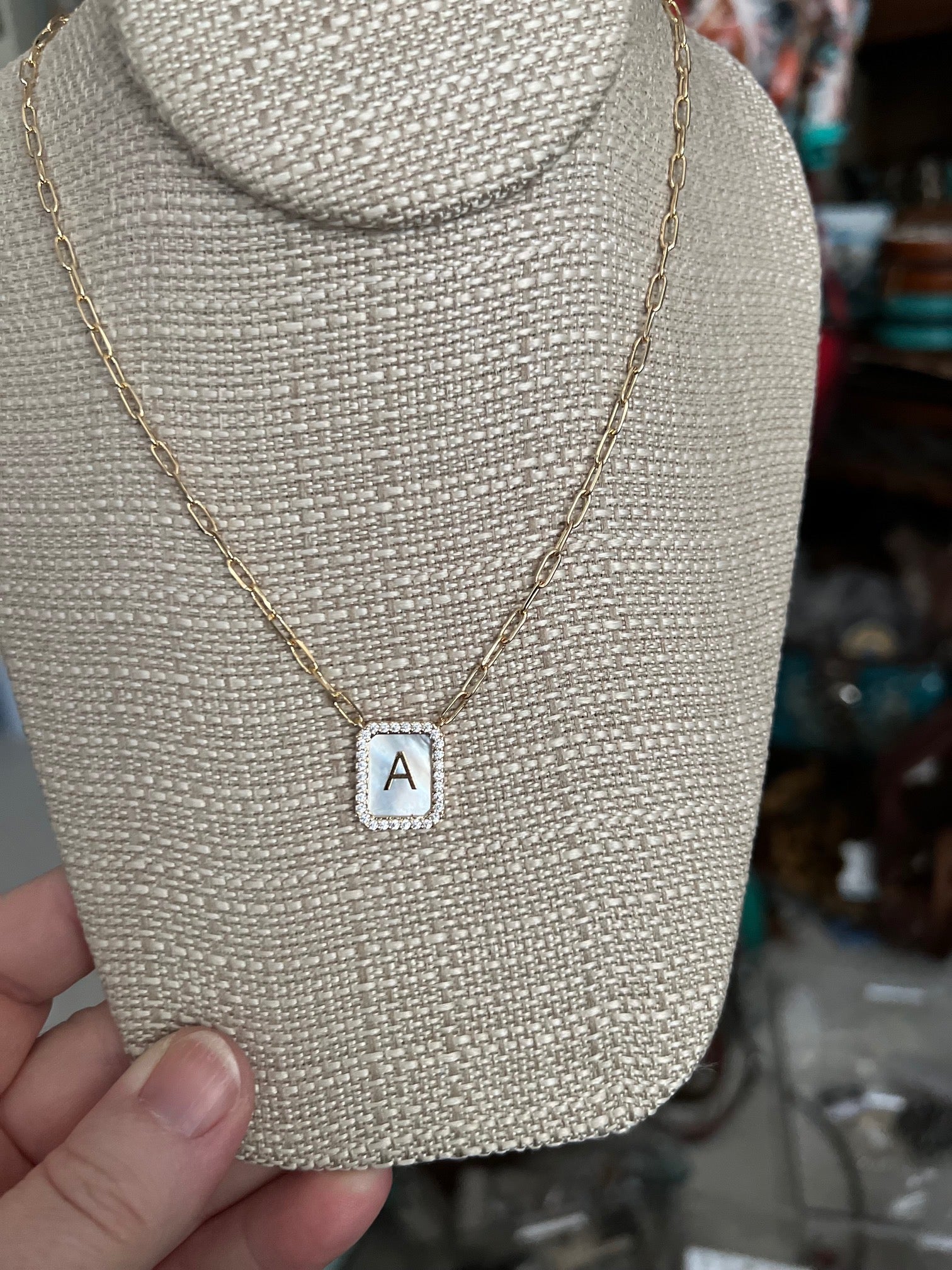 Gold Dipped Letter Necklace 14 inch CedarHill Country Market