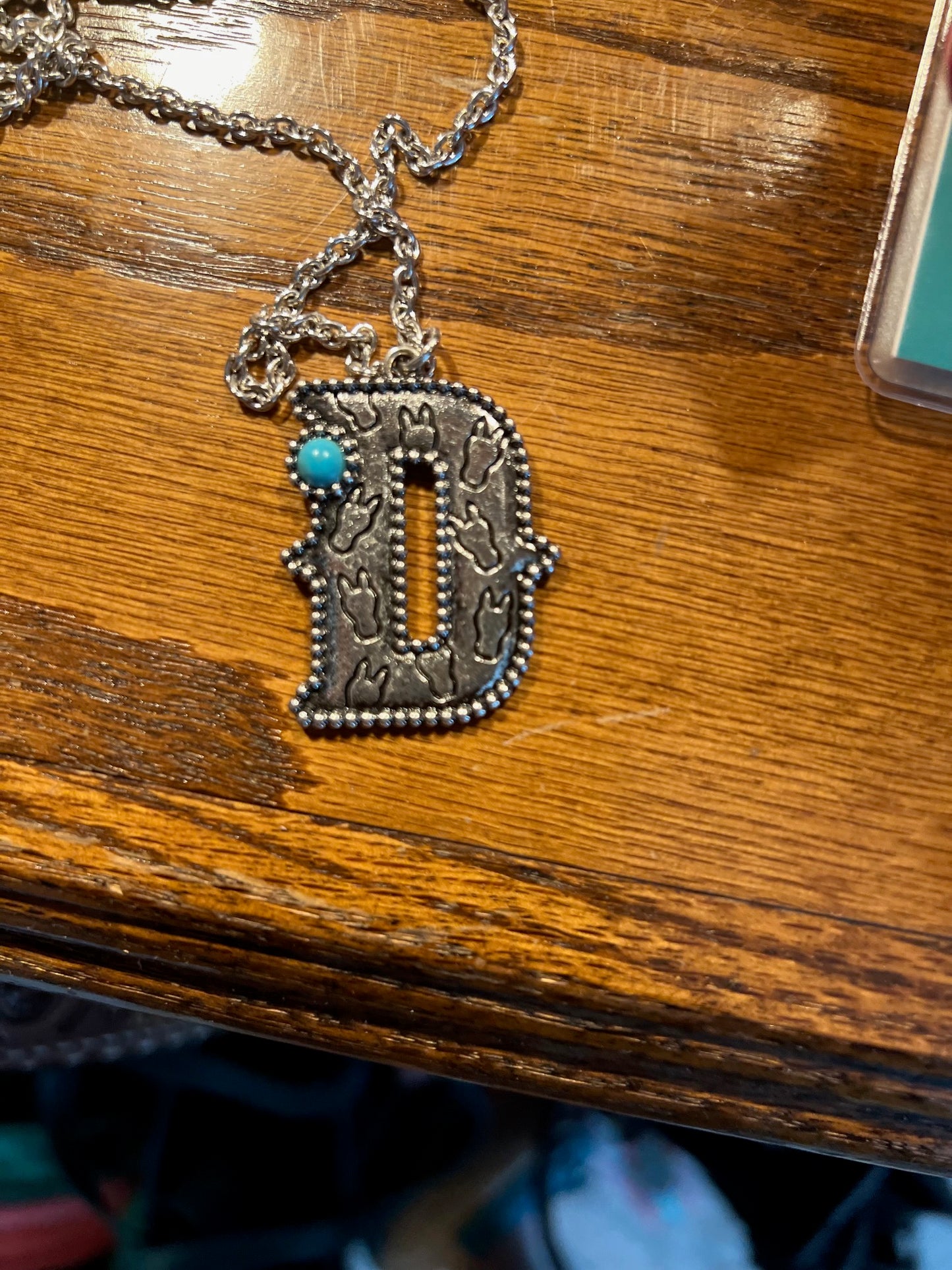 Silver and Turquoise Letter/Initial Western Necklace CedarHill Country Market