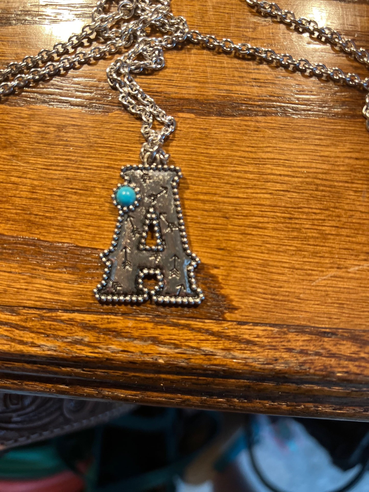 Silver and Turquoise Letter/Initial Western Necklace CedarHill Country Market