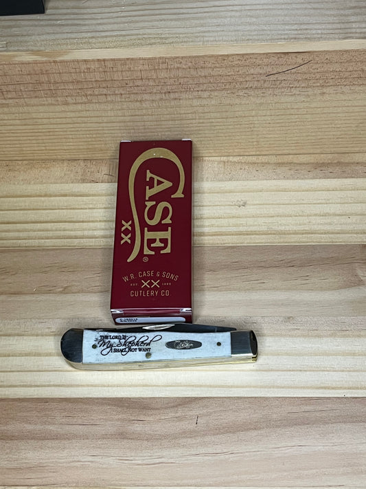 Case Religious Natural Bone Smooth Trapper, Psalm 23 Pocket Knife (CA08795) 7043 CedarHill Country Market