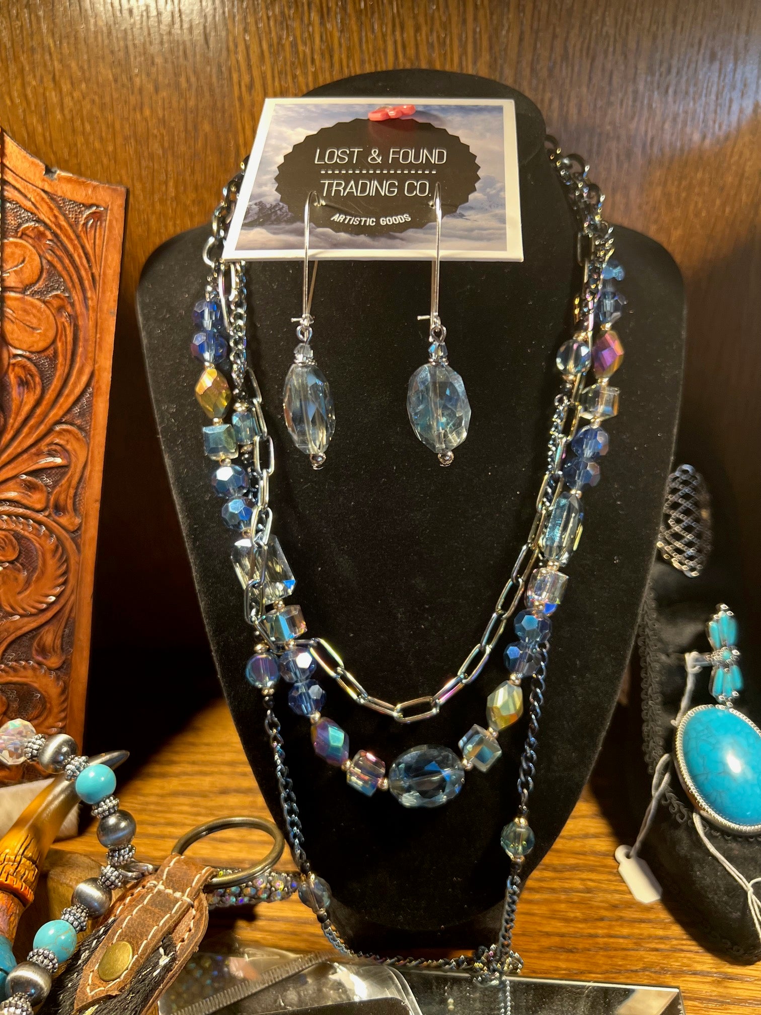 Crystal Blue Persuasion Necklace and Earring Set Cedar Hill Country Market