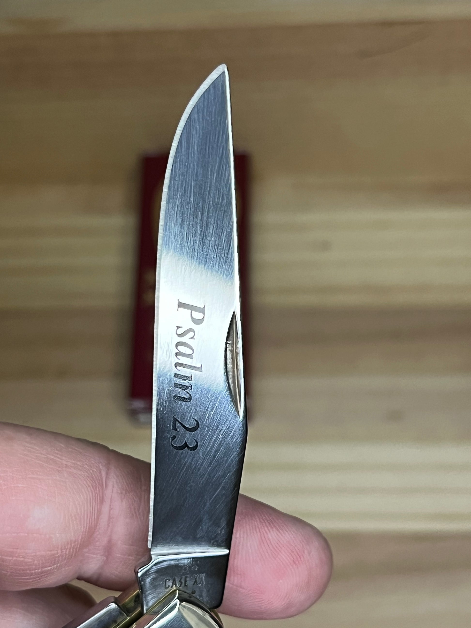 Case Religious Natural Bone Smooth Trapper, Psalm 23 Pocket Knife (CA08795) 7043 CedarHill Country Market
