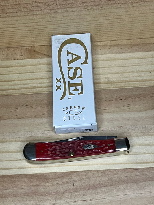 Case Dark Red Bone Peach Seed Jig Trapper Pocket Knife (CA31950) 7040 CedarHill Country Market