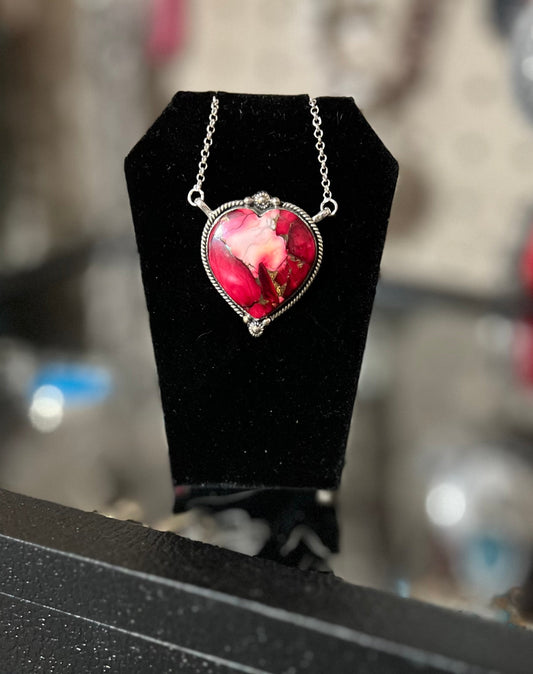 Genuine Rose Dahlia Kingman Heart Pendant Necklace CedarHill Country Market