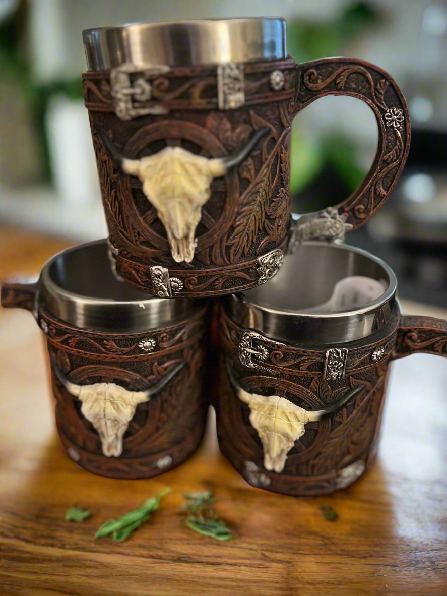 Western Cow Skull Coffee Mug Cedar Hill Country Market