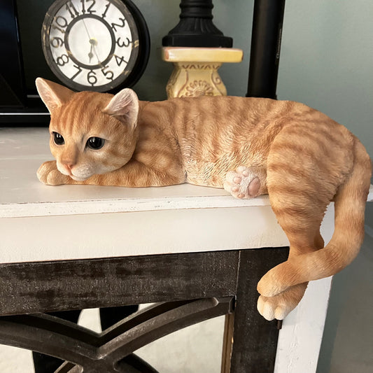 Large Laying Orange Tabby Cat - Shelf Sitter Cedar Hill Country Market