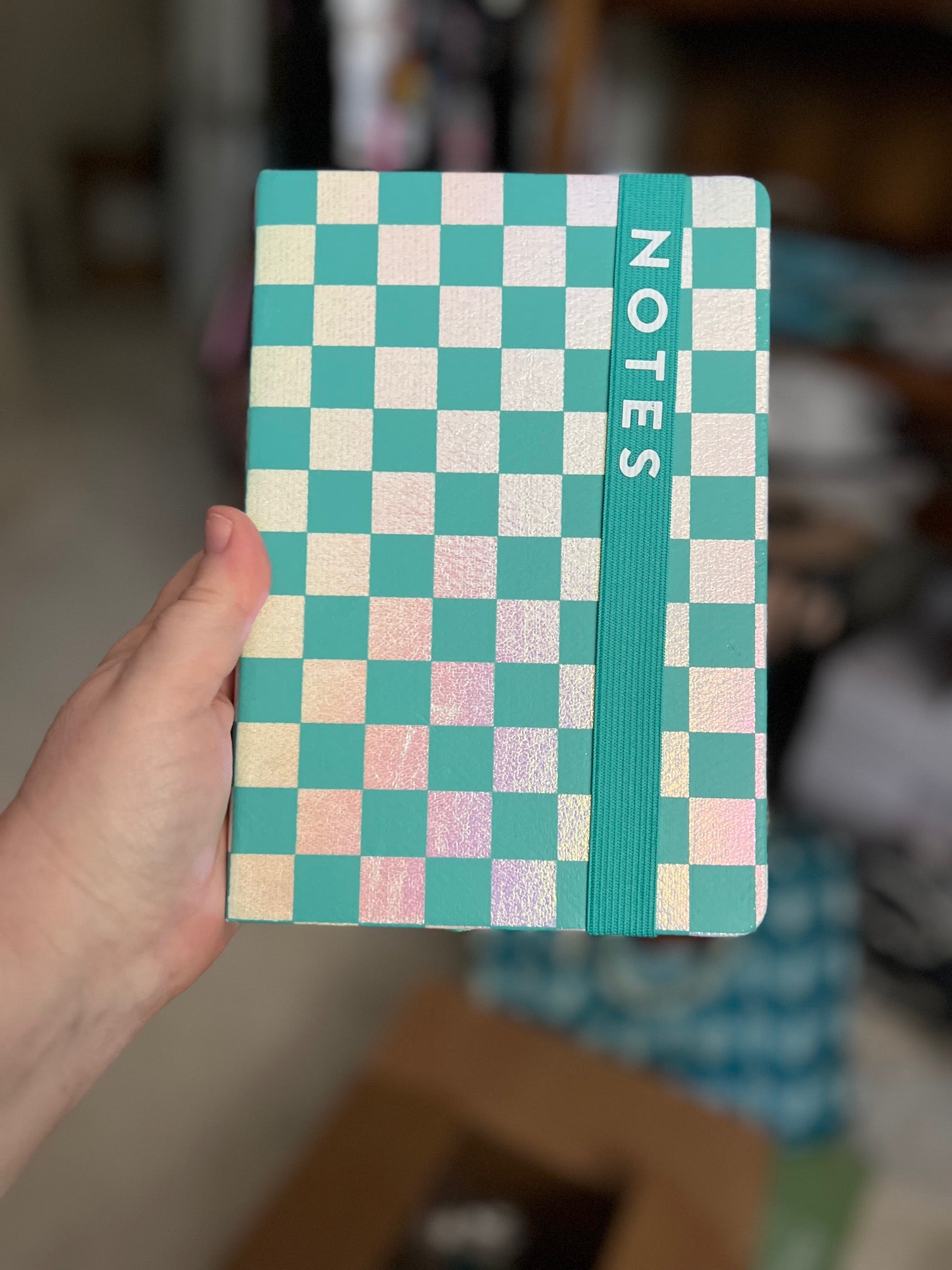 Turquoise and White Checkered Notebook CedarHill Country Market