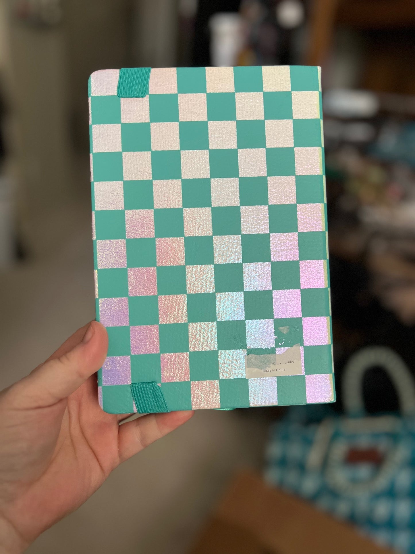 Turquoise and White Checkered Notebook CedarHill Country Market