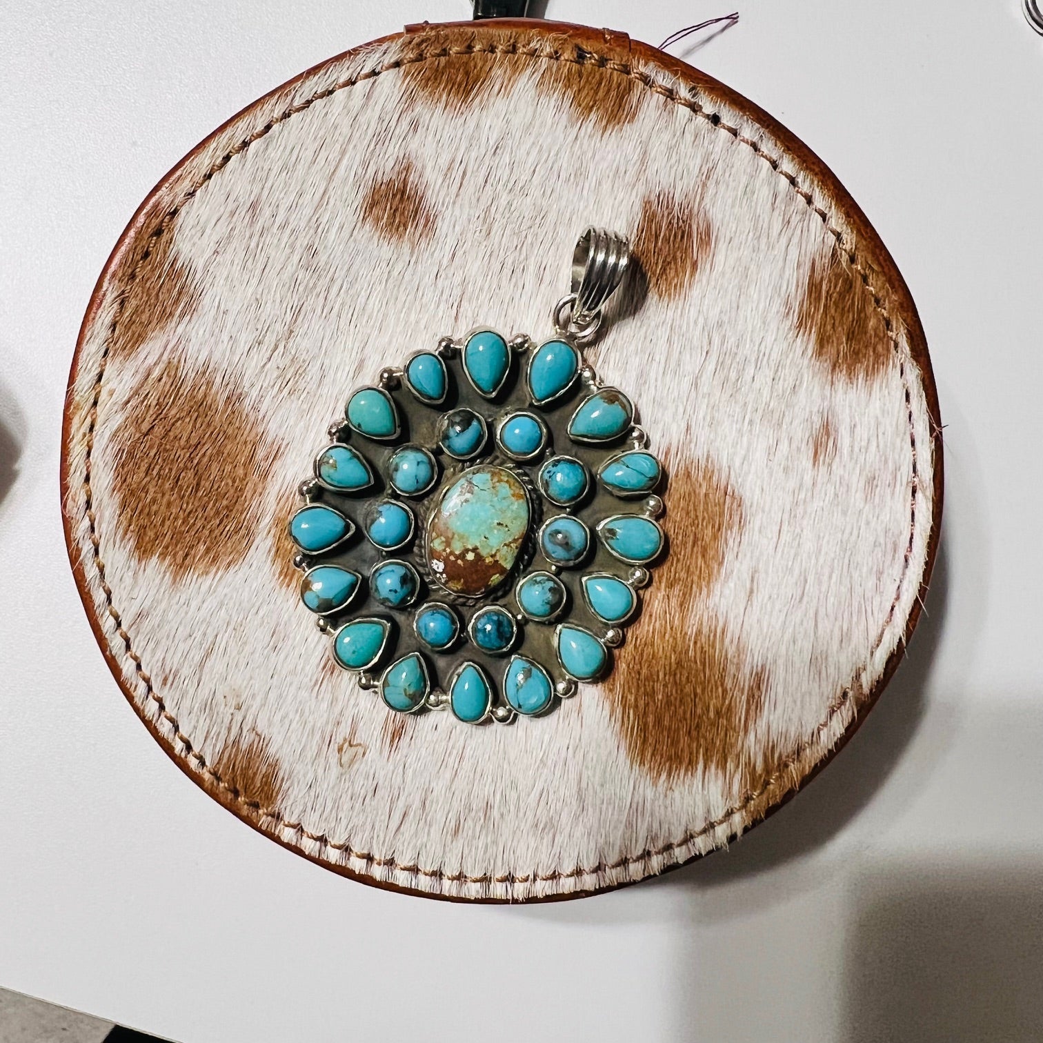 Genuine Royston and Kingman Turquoise 3 inch Sterling Silver Pendant CedarHill Country Market