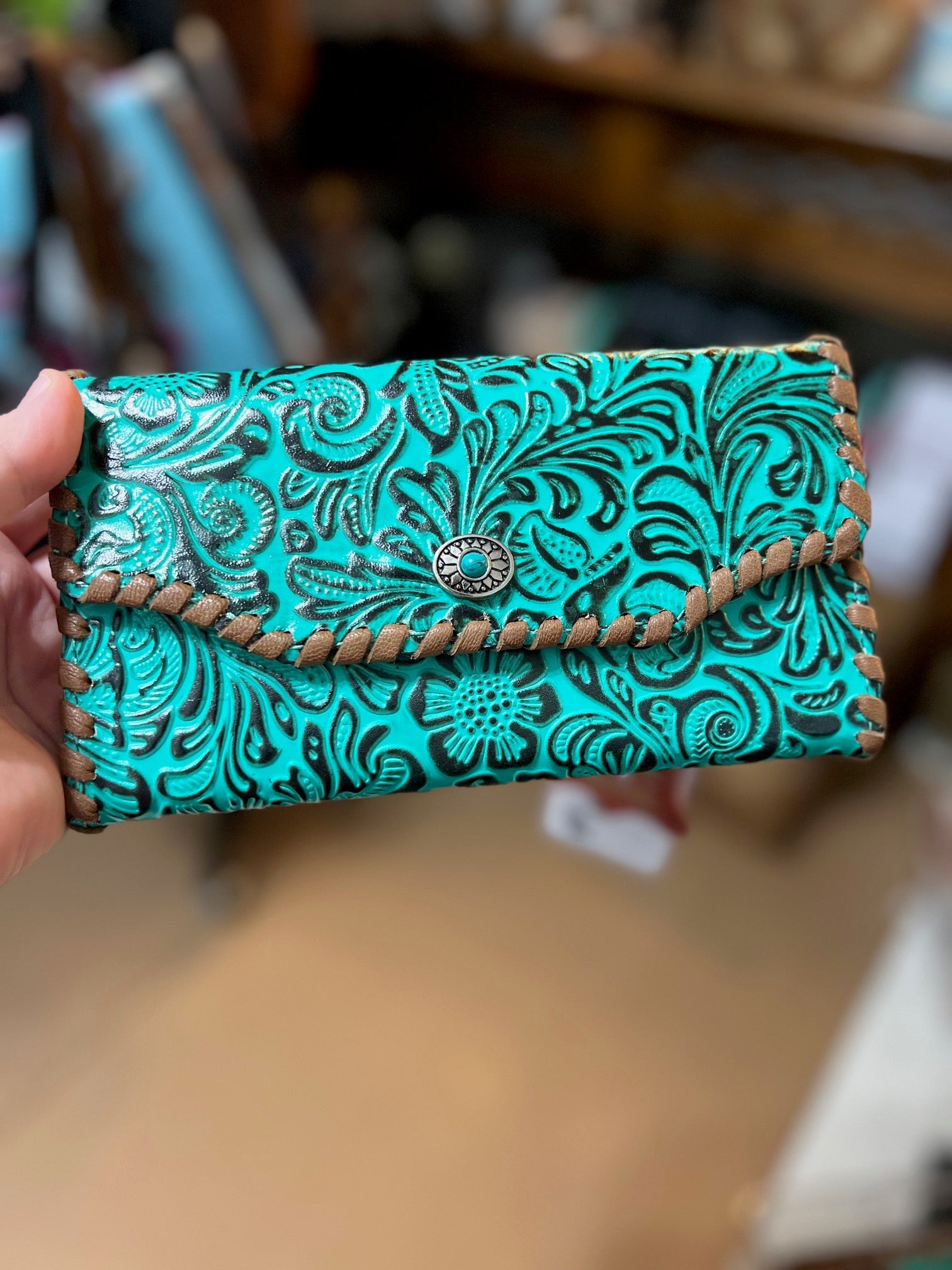 American Darling - Turquoise Hand Tooled with whip Stitching Cedar Hill Country Market