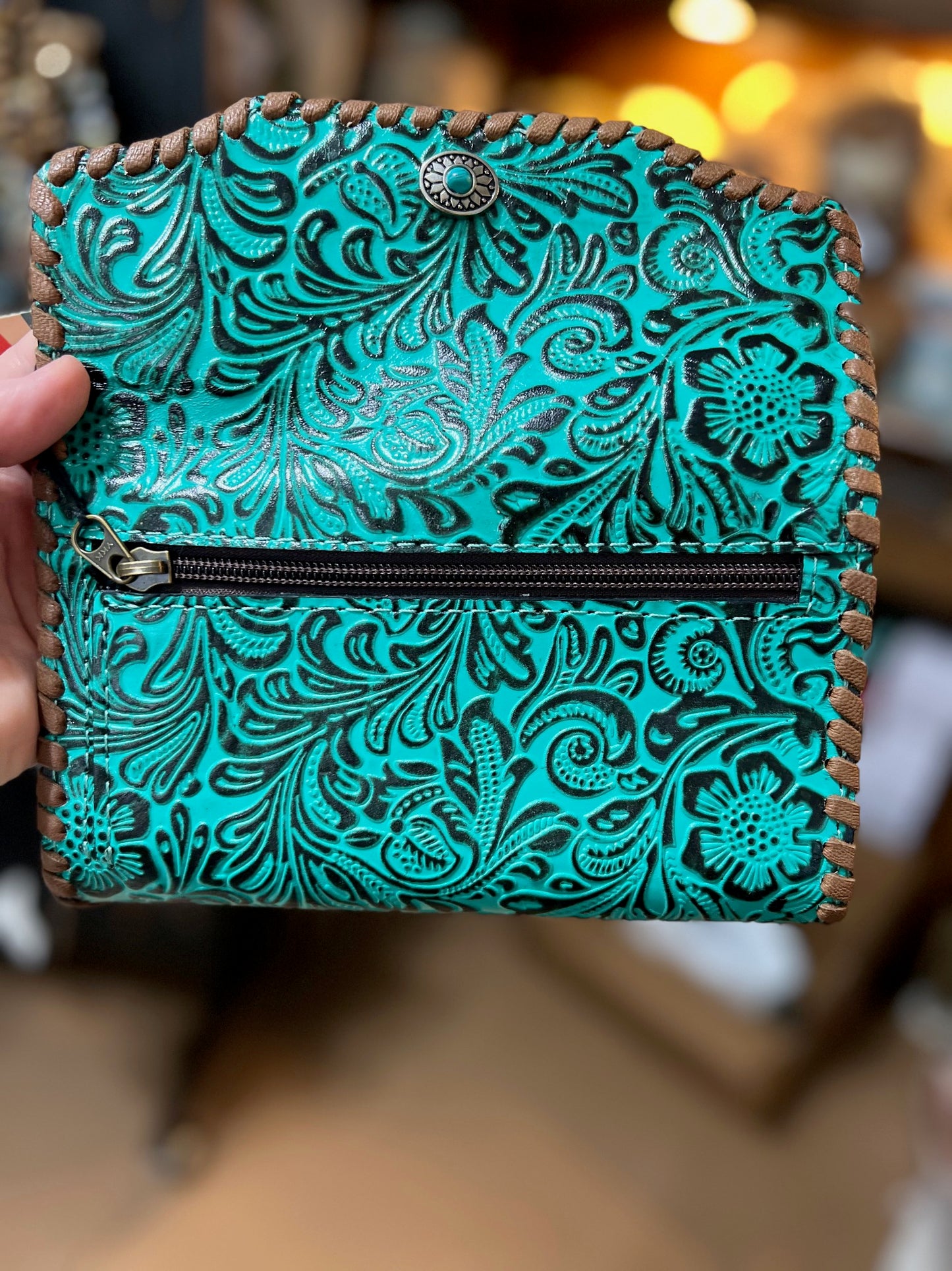 American Darling - Turquoise Hand Tooled with whip Stitching Cedar Hill Country Market