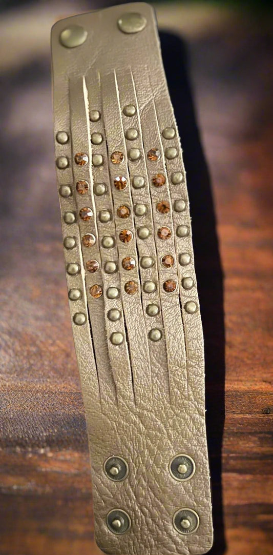 Leather Studded Bracelet with Snaps Cedar Hill Country Market