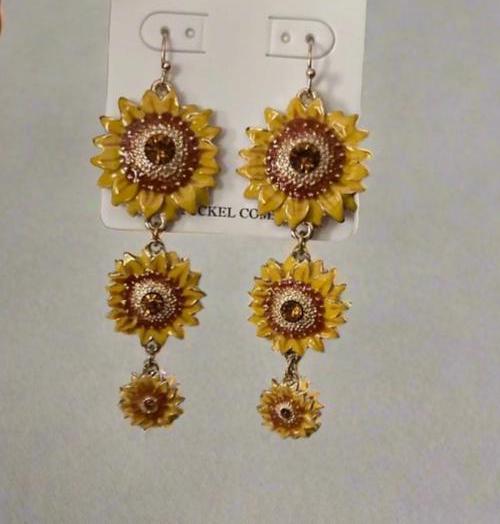 Sunflower Dangle Earrings 3 inch Cedar Hill Country Market